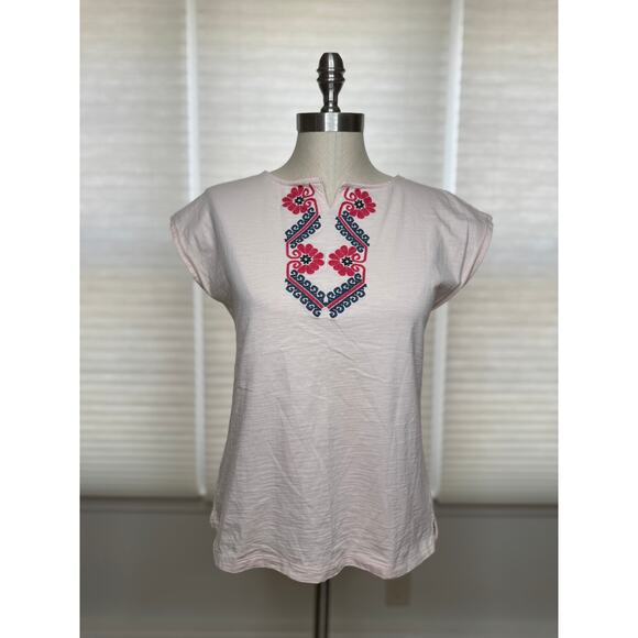Tea Collection T-Shirt, Pink Embroidered Tee, Girls Size 12 XL or Women's XS/S - Picture 5 of 9